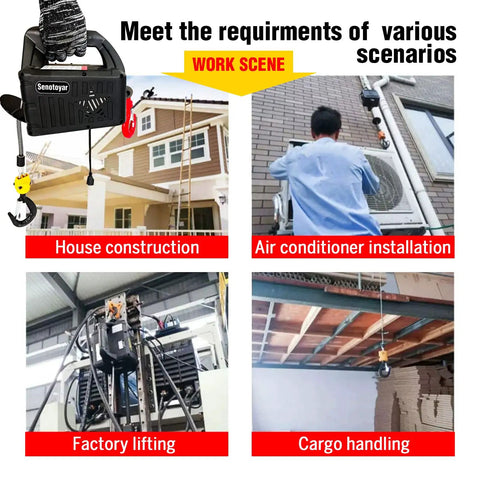 Super Durable 1100 Lb Electric Hoist Winch In 3 1 Design With 25 Ft Lifting Height And Overload Protection used for house construction and cargo handling.