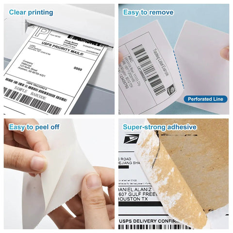 Straight Up Premium 4x6 Direct Thermal Shipping Labels Fanfold Paper With Perforated Divider Line White Heavy Duty Adhesive For Corrugated Boxes Hella Smooth Print Quality No Hassle Loading 500 Pack Roll