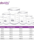 Six Size Low Form Glass Beaker Set With Printed Graduation For Accurate Measurement Includes 25Ml 50Ml 100Ml 250Ml 500Ml 1000Ml 3.3 Borosilicate