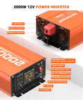 Heavy Duty 2000W Pure Sine Wave Inverter for RV and Truck Off Grid Solar Power On The Go 12V to 110V Converter ports display