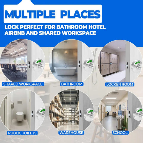 Twin Pack Bathroom Privacy Lever Lock with Large Vacant or In Use Indicator for multiple places like bathroom and school.