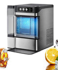 Solid Countertop Nugget Ice Maker That Chills Cocktails Swiftly With Squishy Soft Cubes And Makes Weekend Tailgates Hit Different With Zero Setup Hassles Or Waiting, sleek stainless steel design with ice compartment.