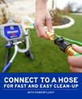 Heavy Duty Airless Paint Sprayer For Interior And Exterior Tasks Featuring Fully Adjustable Pressure Control and hose connection for easy cleanup.