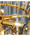 Close-up of Slick Two Layer Led Chandelier Built With Solid Metal And Frosted Glass Panels showcasing E14 socket and gold finish.