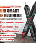 Two In One Pro Grade Digital Multimeter And Voltage Tester Pen For Electricians, 6000 Counts Intelligent Meter NCV Display