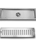 Oreilet Linear Shower Drain 12 Inch Floor Drain with Hair Catcher, stainless steel design, drain and cover displayed.