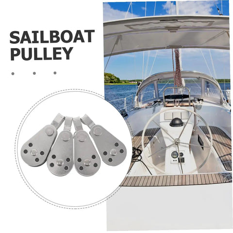 Heavy Duty Stainless Steel Pulley Block Set With Bearings for Boats Kayak And Sailing Gear, shown on deck of sailboat