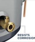 Close-up of the brass connection on the Smart Electric Water Heater Smooth Operator Built In Wifi demonstrating corrosion resistance.