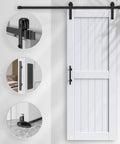 32 By 84 Inch White Barn Door With Five And A Half Foot Sliding Door Hardware Kit Included And Handle Solid Wood Covered With Waterproof PVC Surface Easy DIY Assembly And Install H Frame Fits Twenty Eight To Thirty Inch Wide Opening