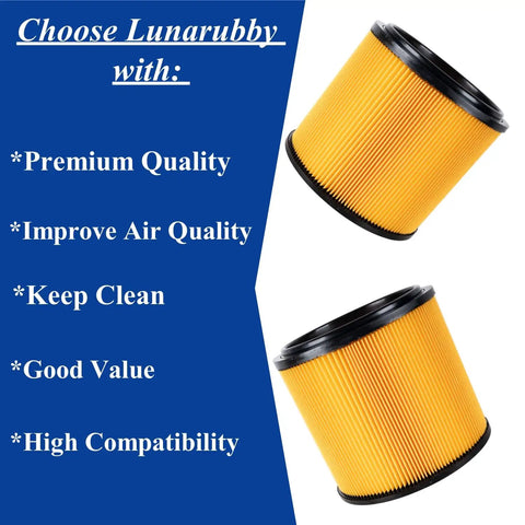 Two Pack Standard Cartridge Filter And Retainer Kit For 5 To 20 Gallon Wet Dry Vacuums Compatible With Vacmaster VCFS And Hart Shop Vacs Universal Fit Across Most 5 To 20 Gallon Vacuums