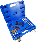 19 Piece Universal Injector Seat Cleaning Kit For Diesel Engines With Brass Brushes And Driver Tools in blue case