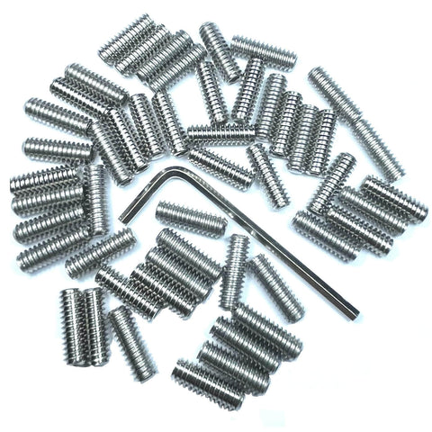 Fifty Pack Stainless Steel Hex Socket Set Screws One Quarter Twenty By Three Quarter Inch Length With Allen Head And One Eighth Inch Allen Wrench Included Built Tough For Heavy Duty Machinery And Everyday Projects