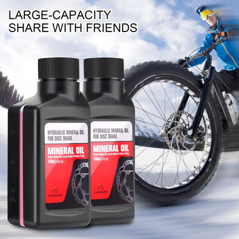 Two Bottle Pack Mineral Oil Brake Fluid for Shimano Tektro TRP Hydraulic Disc Brakes, 2 x 150ml Bottles in winter setting