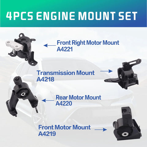 Beefed Up Engine Mounts For Toyota Corolla 2014 To 2019 1.8L Automatic Transmission Set Of Four Steel Construction