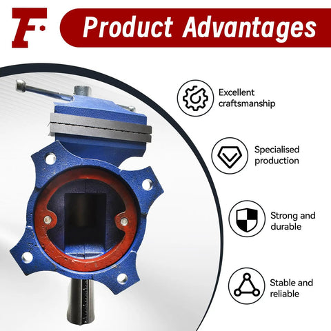 Cross-section view of Multipurpose Bench Vise Heavy-Duty Multi-Jaw Vise Clamp-On With 360-Degree Rotation And Swivel Base, highlighting strong and durable craftsmanship.