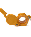 Yellow honey gate valve with stainless wing nut for 5-gallon buckets, open view, 2 Pack Honey Gate Valve For 5 Gallon Buckets Durable Nylon Tap.