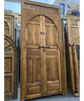 Rustic Carved Barn Door For Interior Or Exterior, Wooden Door With Sliding Or Hinged Setup, Custom Size Made To Order, shown upright
