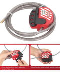 Tagout Cable Lockout Device With Multi Hole Design for 1.8m Long 6mm PVC Cable, red and black with handle instructions