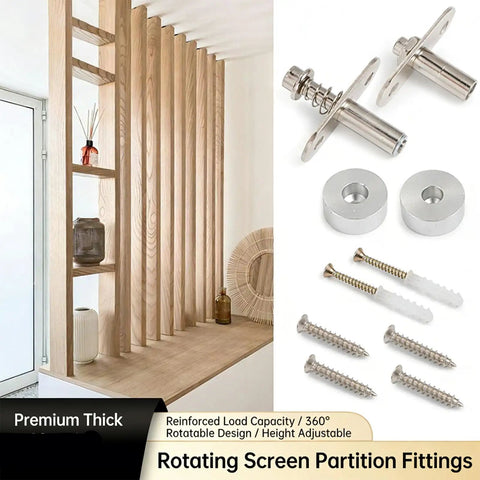 Heavy Duty 360 Degree Concealed Pivot Door Hinge Kit With Adjustable Shaft next to wood partition and mounting hardware