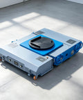 Industrial Grade Heavy Duty 360 Degree Rotating Turntable Electric Transfer Cart With Remote Control For No Sweat Warehouse Haul And Easy Navigation In Tight Spaces on a smooth floor.