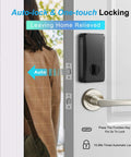KS2 Fingerprint Keyless Entry Deadbolt With Keypad Smart Lock For Front Door, Satin Nickel installed on white door