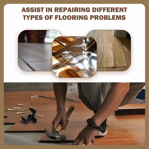 Floor Squeak Fix Kit for Under Carpet Wood Floors, Squeak No More System with tools and screws in DIY hardwood repair
