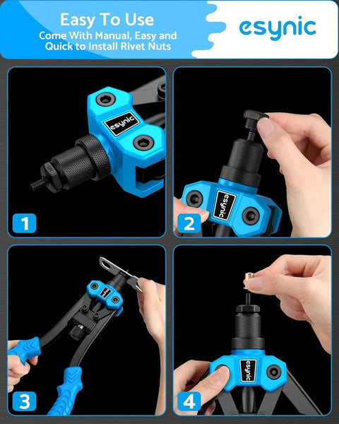 Pro Grade Rivet Nut Tool Kit With 6 Mandrels And 125 Rivet Nuts M3 To M10 Heavy Duty Hand Rivnut Gun installation guide