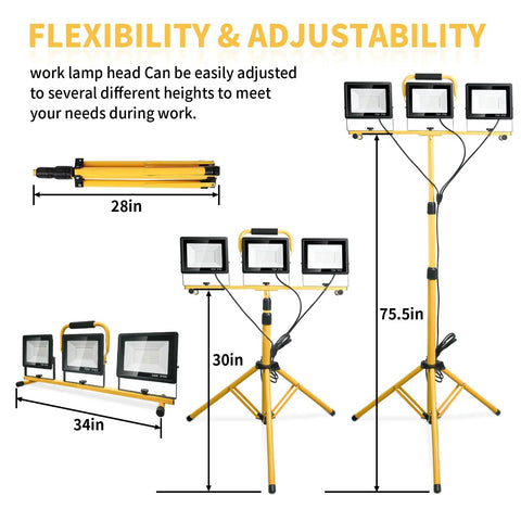 LED Light Work Stand With 21000LM Portable Job Site Lighting For Construction And Garage Workshops Retractable Tripod