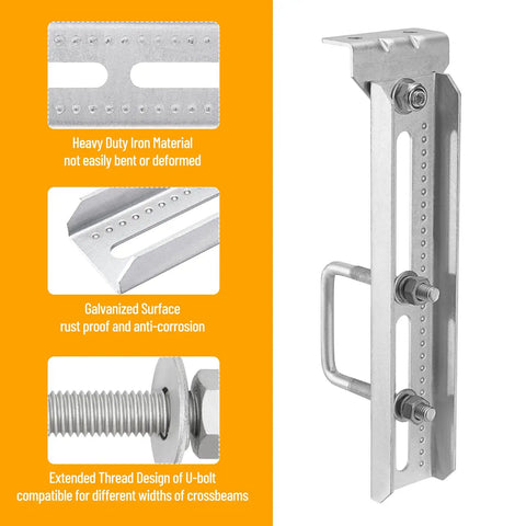 Badass 12 Inch Boat Trailer Bunk Brackets Four Pack Heavy Duty Galvanized Steel Swivel Top Mounts with rust-proof surface.