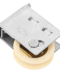 Heavy Duty Guide Pulley Roller Replacement Wheel For Sliding Barn Doors And Cabinets Featuring Rock Solid Construction And Smooth As Butter Silent Glide Action close-up showing steel rim and wheel.