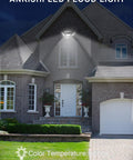 20 Pack Heavy Duty 300W Led Flood Lights Outdoor, Super Bright 30000Lm 6500K Daylight White Security Fixtures mounted on house.