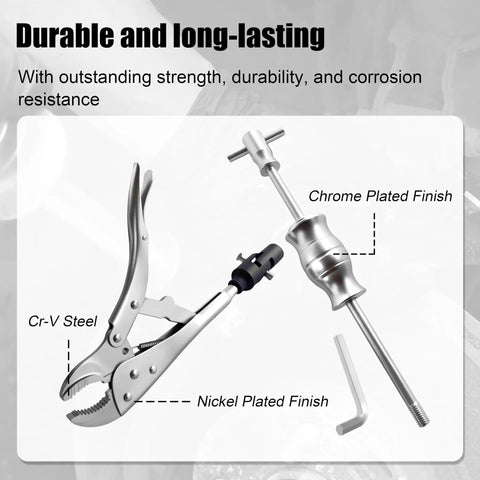 Vise Grip Locking Pliers Slide Hammer Set With Quick Release Swivel Connector, Cr-V Steel, Nickel and Chrome Finish