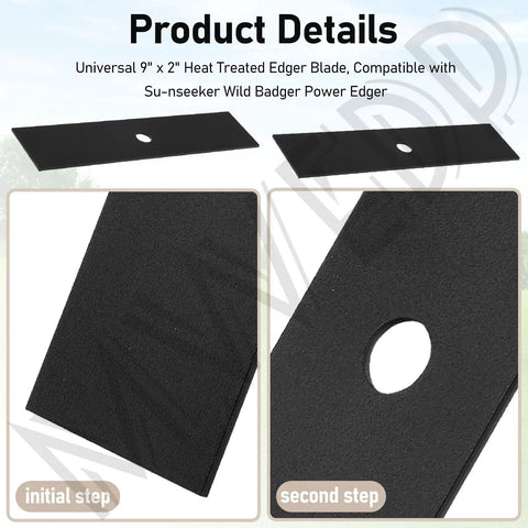 Universal 9 Inch By 2 Inch Edger Blade Heat Treated With Half Inch Center Hole 2 Pack Fits McLane Power Trim King O Lawn Tru-Cut