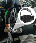 Replacement Bike Pedal Plates For Exercise Bike with straps shown on gym exercise bike pedal