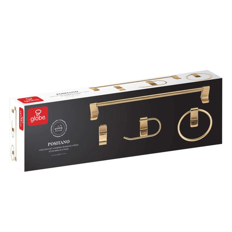 Packaging box showing Positano Matte Brass Bath Set With Towel Bar And Toilet Paper Holder Sleek All In One Bathroom Hardware