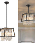 Farmhouse Crystal Pendant Light Chandelier In Black Metal For Kitchen And Dining Room Dope Industrial Vibe Fixture In Room