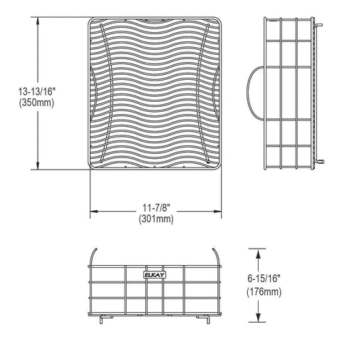 Diagram of Stainless Steel Rinsing Basket For Custom Fit Sinks With Protective Feet, Corrosion Resistant Build, Removable Dish Rack