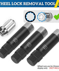 10 Spline Lug Nut Socket Kit For Bimecc 10 Spline Lug Nuts And Bolts Replacement Key, three black sockets and silver nut