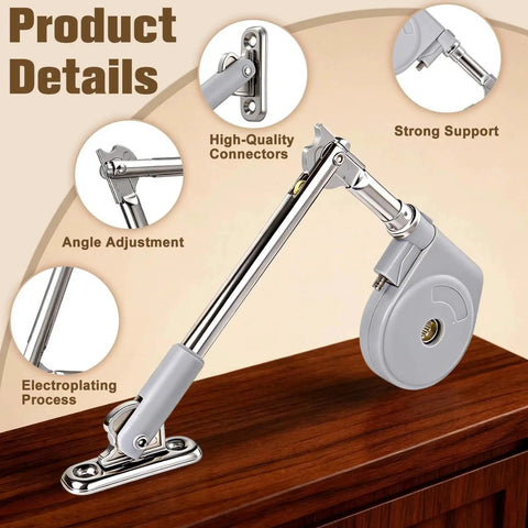 Two Pack Soft Close Hinges for Toy Boxes Zinc Alloy Lid Support Kit mounted on wooden surface showing strength and detail