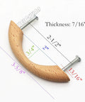 Unfinished Beech Wood Drawer Pull with dimensions and screws, perfect for staining or coloring, 2.5-inch center to center.