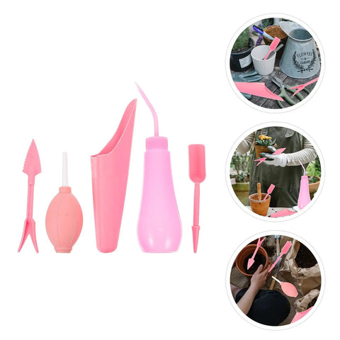 Succulent Planting Kit For Pots And Bonsai Care 5 Piece Pink Garden Tool Set With Transplanting Trowel Spade Fork Tweezers And Sheath For Indoor Outdoor Gardening, pink tools