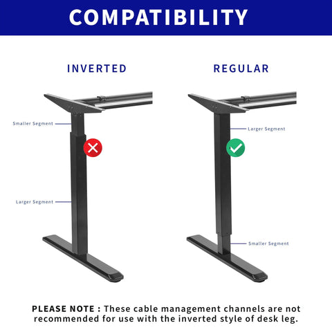 Compatibility diagram for Steel Magnetic 14 Inch Cable Management Channel For Under Desk Legs No Drill Cord Organizer For Home Office