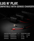 X Connect M10 XL Eyelet Terminal Accessory for Genius Smart Battery Chargers shown with watertight connector and fuse.