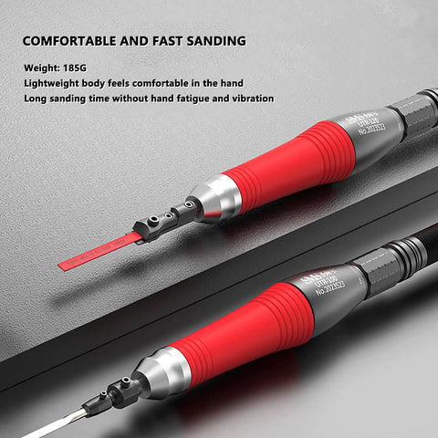 No Nonsense Pneumatic Reciprocating Sander Pen Delivering Sick 35000 Rpm Performance close-up view showing lightweight design and sanding tip.