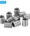 Front view: ten-piece stainless steel thread adapter sleeves, M12×1.75 male to M10×1.5 female reducing nuts.
