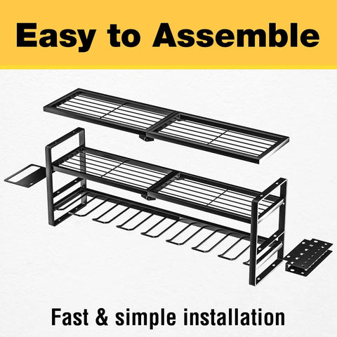 Built Tough Power Tool Organizer Wall Mount For Garage And Workshop, 32 Inch With 8 Slots, Cordless Drill Hanger assembly view