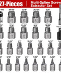 Premium 27 Piece Screw And Bolt Extractor Kit Delivers Dead Simple Grip On Stripped Or Rusty Hardware With Hex Head Multi Spline Build and 27 extractor pieces