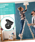 Make Moving Gear A Breeze With These Two Heavy Duty Retractable Ladder Wheels Featuring Swivel Caster Castors For Snappy Easy Roll Smooth Stair Handling Workshop Kit, showing a black caster wheel and a ladder.