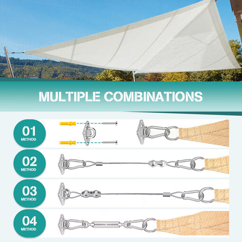Shade Sail Hardware Kit 52 Piece Set For Outdoor Canopies And Patios Premium 304 Stainless Steel Accessories setup methods diagram