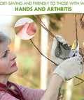 Woman using Ratcheting Garden Pruners For Easy Pruning Of Roses Flowers Hedges And Trees With Germany Titanium Blades